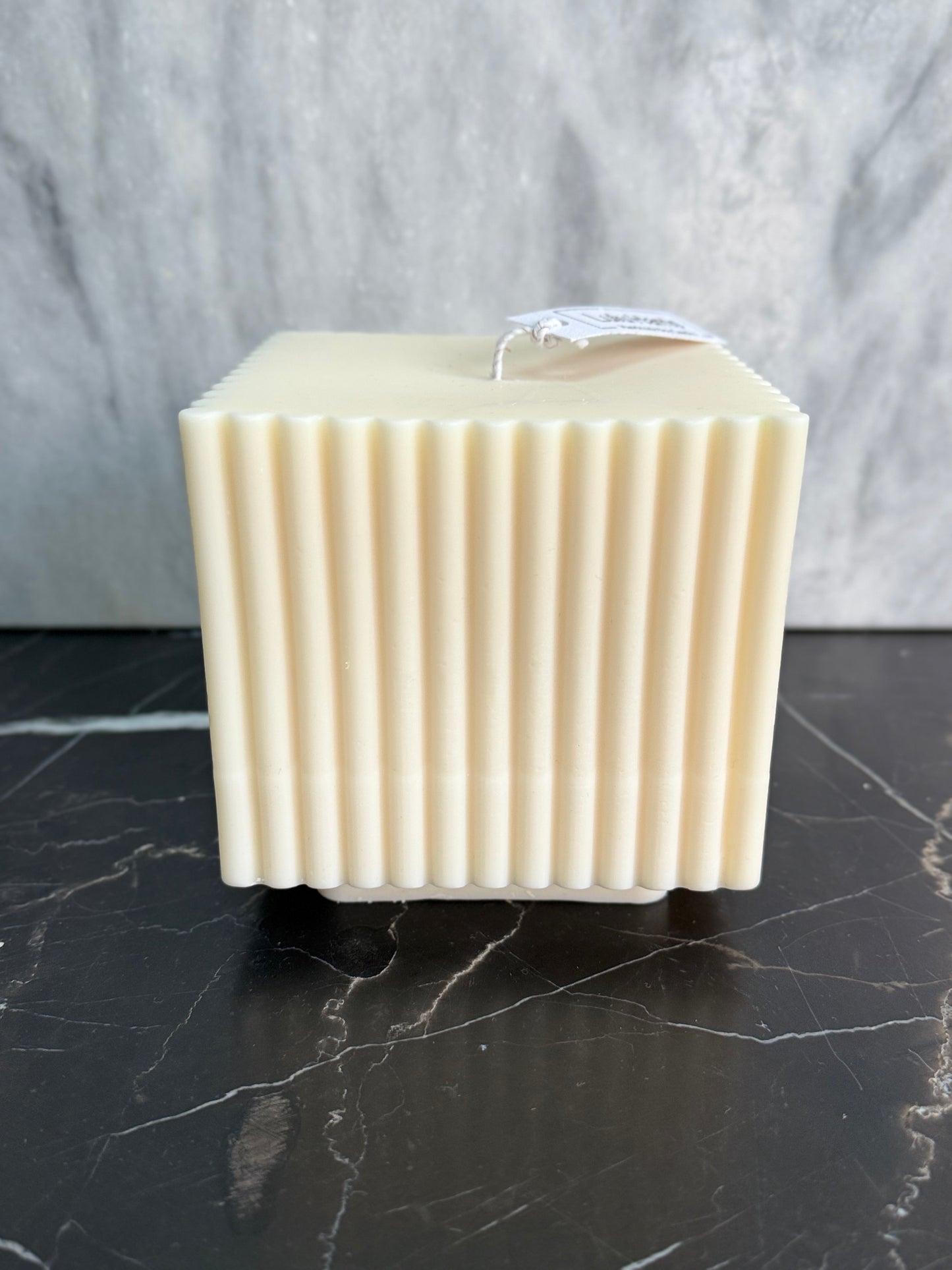 Ribbed Cube Candle Large