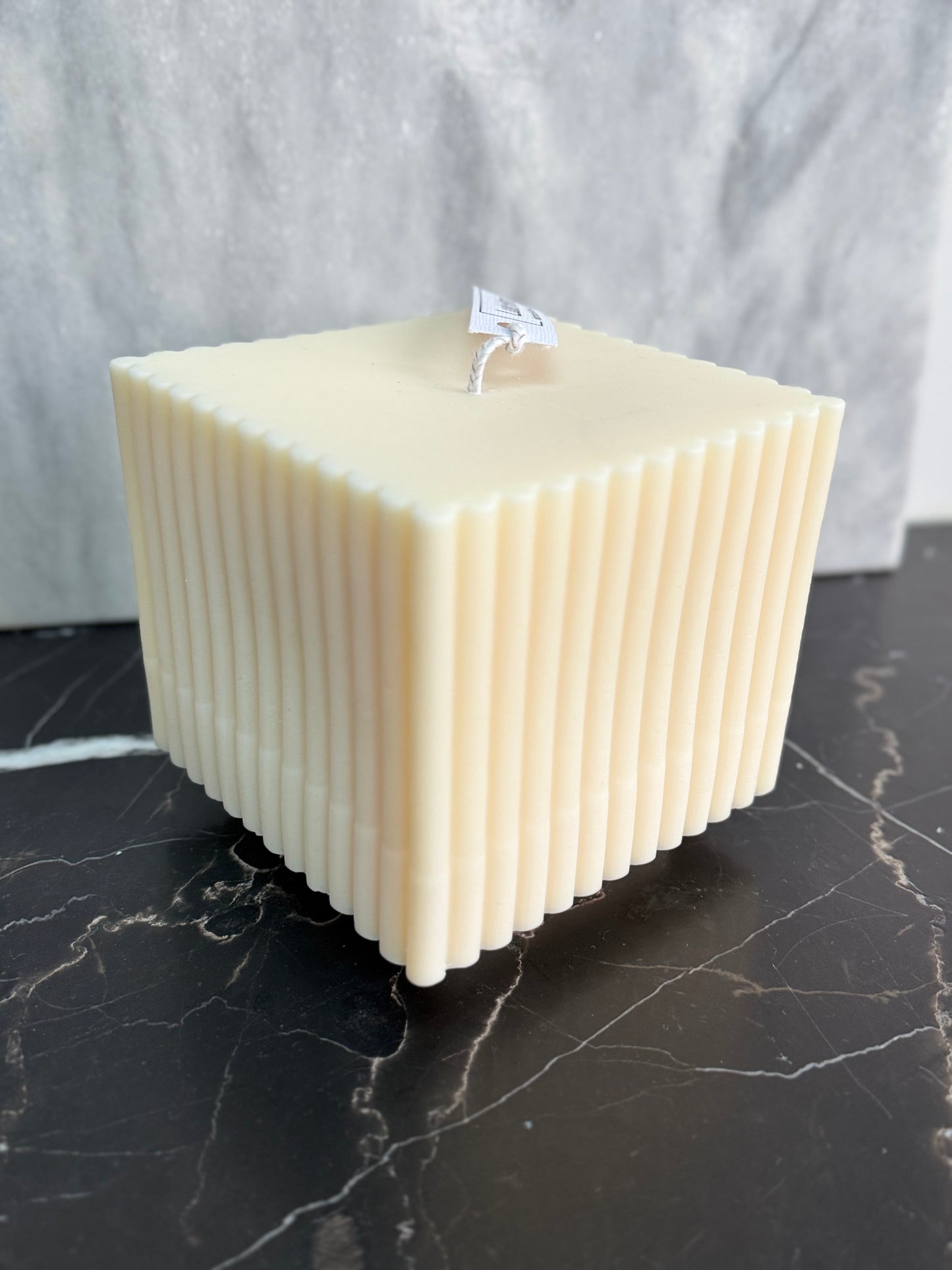 Ribbed Cube Candle Large