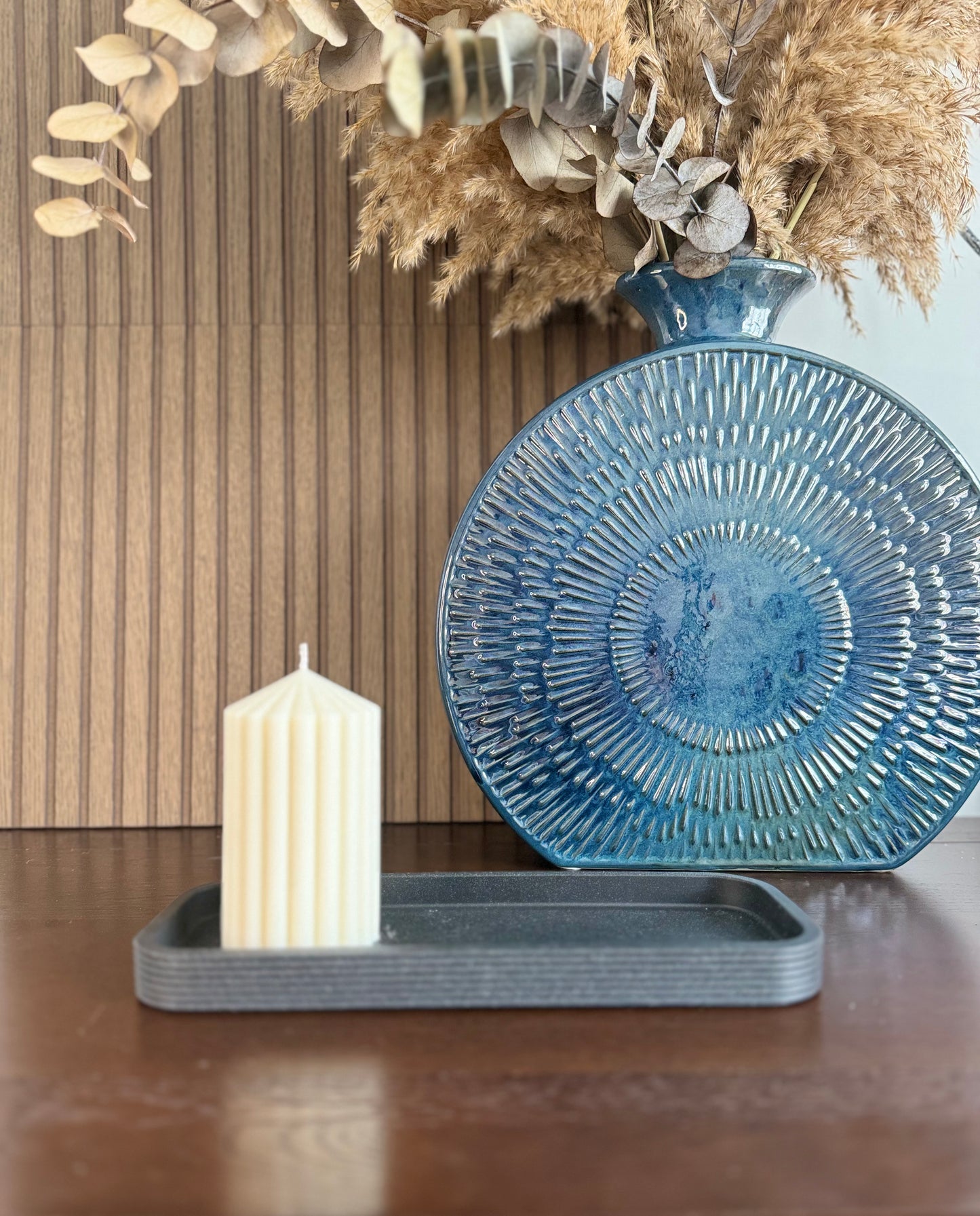 Amara Ribbed Pillar Candle