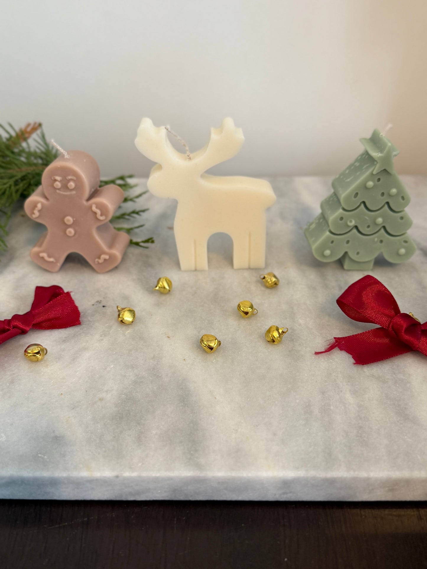 Reindeer, Tree and Gingerbread Man Candles